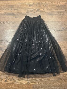 Little Mistress Black Sequin Tulle Skirt
